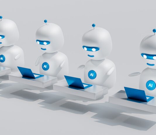 AI 기반 건강 관리, 맞춤형 웰니스 시대를 열다 a group of white robots sitting on top of laptops